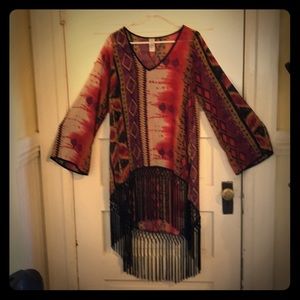 Boho sheer multi color tunic